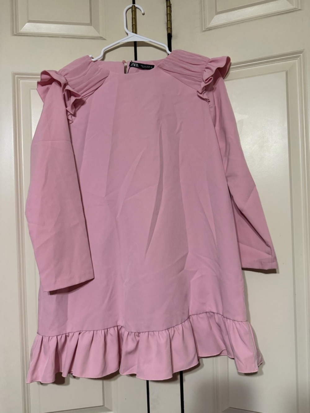 Zara Pink Ruffle Shoulder & Hem Dress